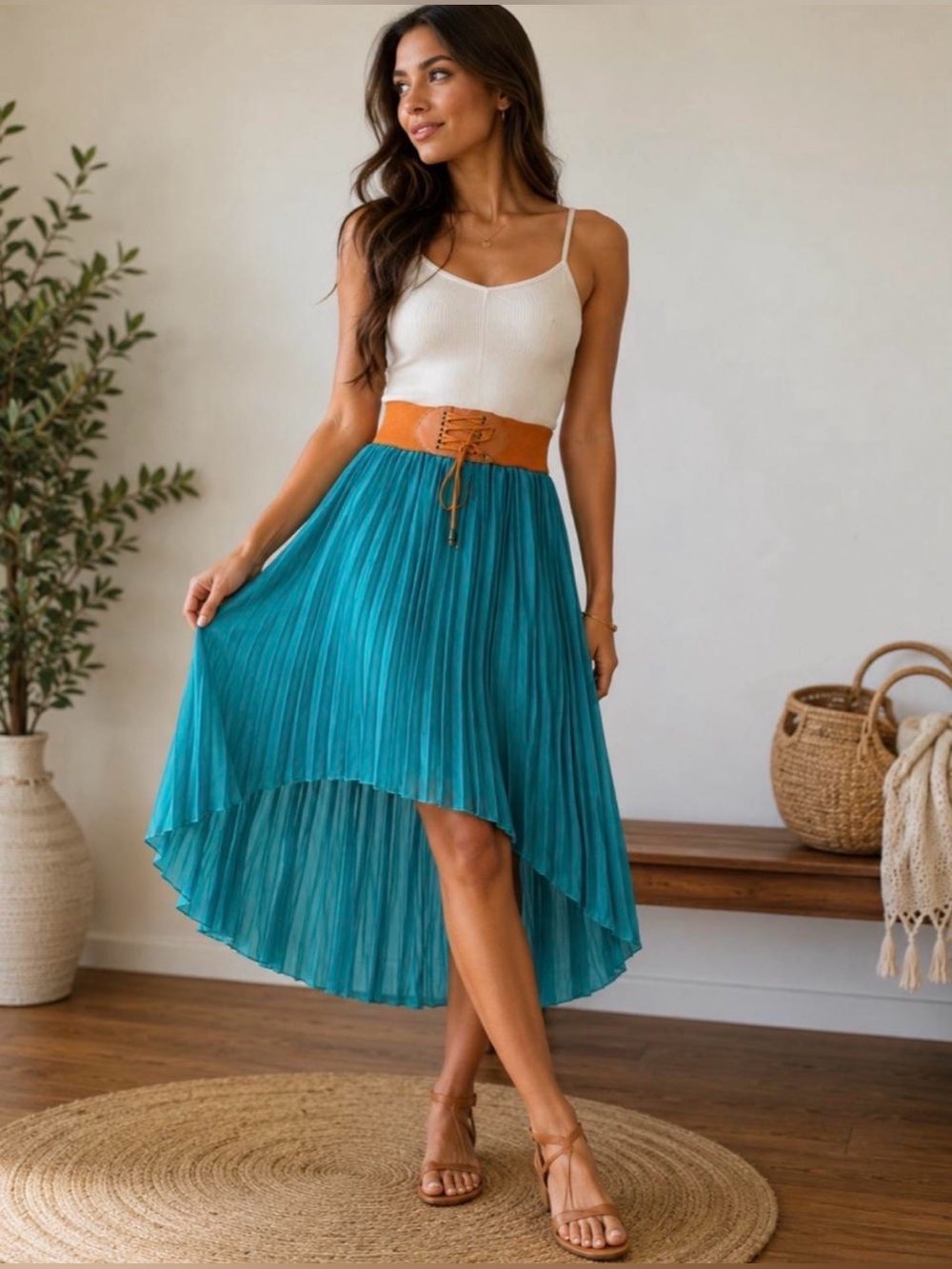 Vintage Y2K Magic Pleated High-Low Skirt
